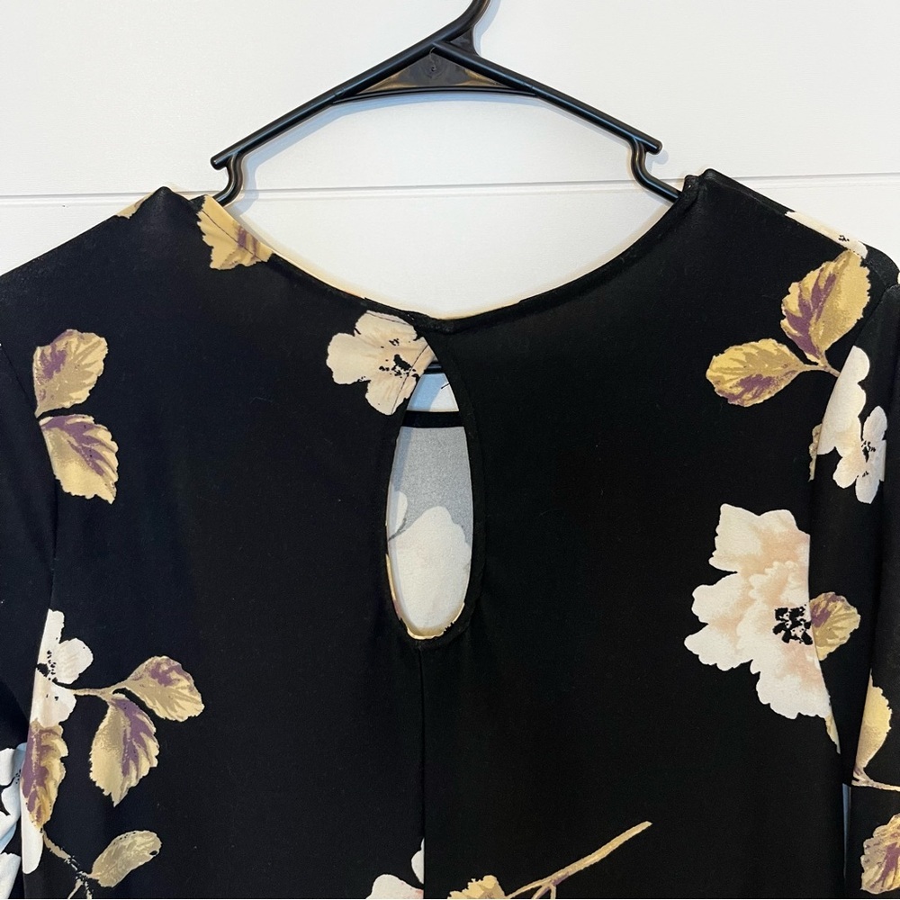 Bobbie Brooks Black Dress with Floral Accents Size M Classic Soft Boho Feminine - Picture 10 of 11
